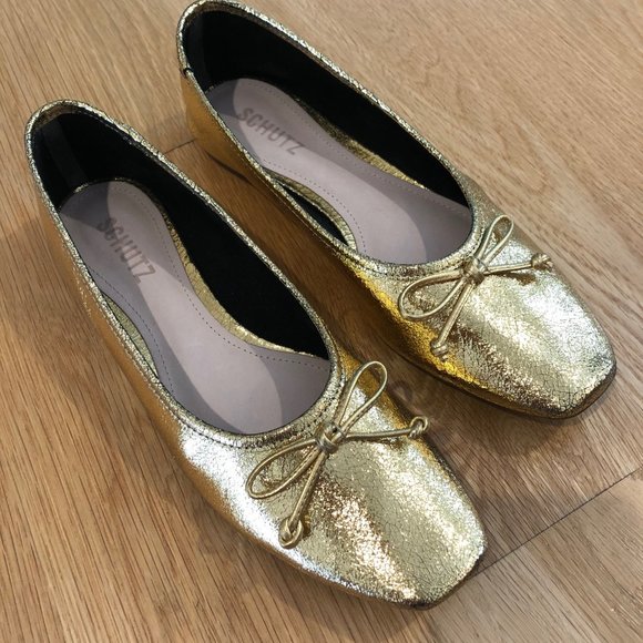 SCHUTZ Shoes Schutz Arissa Metallic Leather Ballet Flats